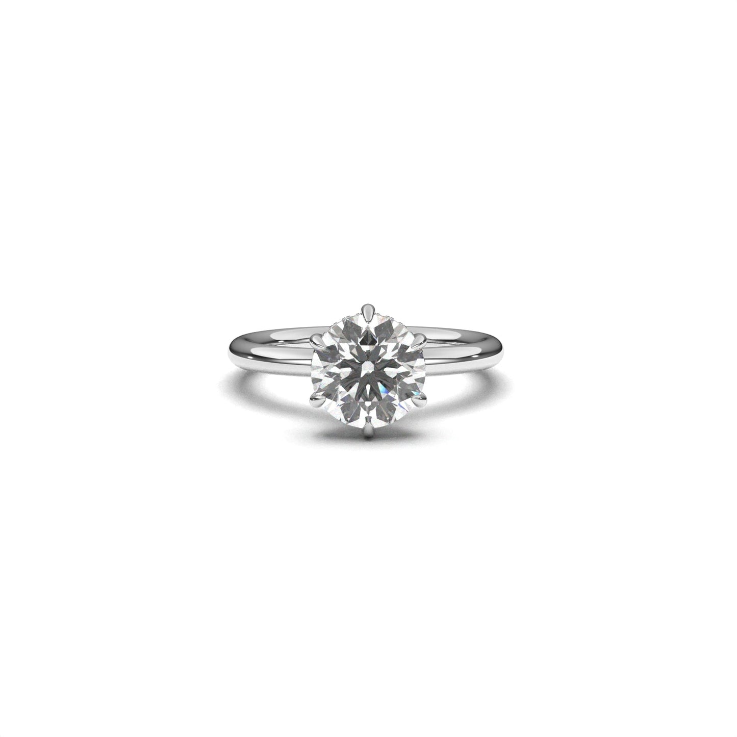 Round solitaire ring hidden halo