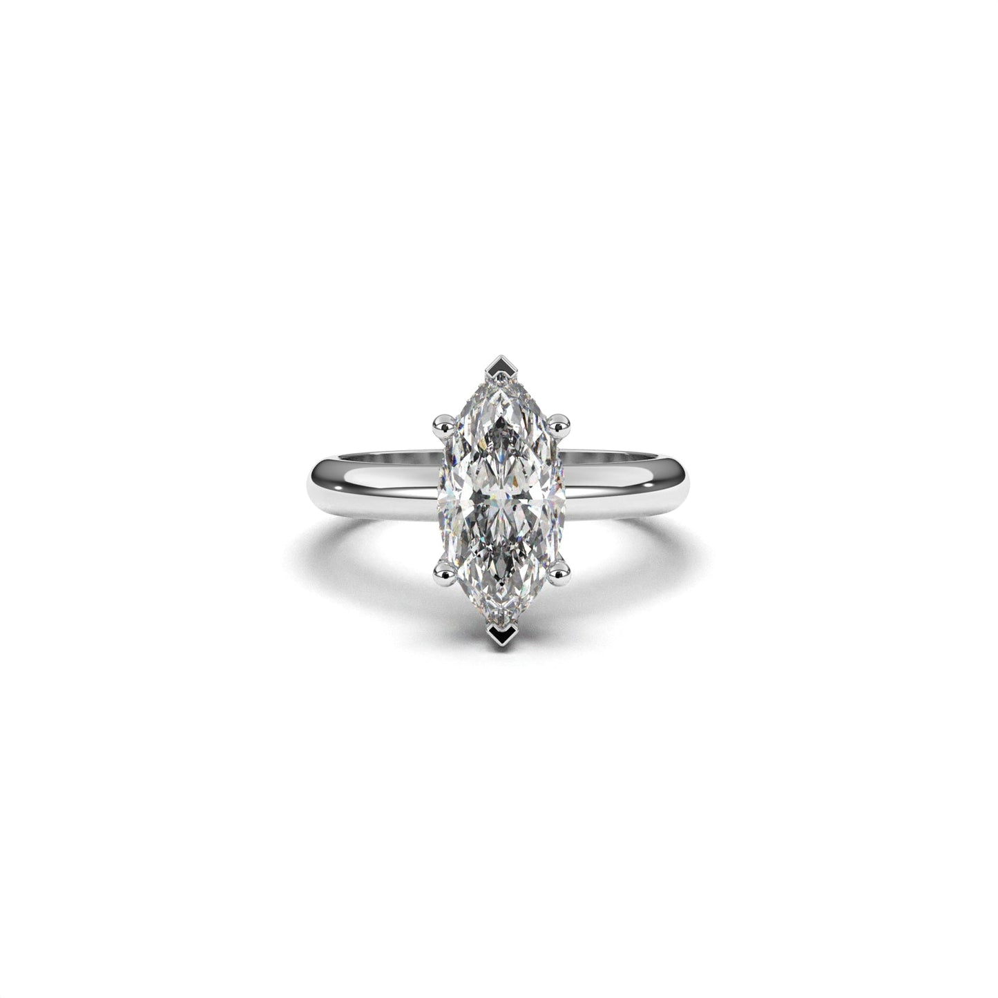 Marquis solitaire ring hidden halo