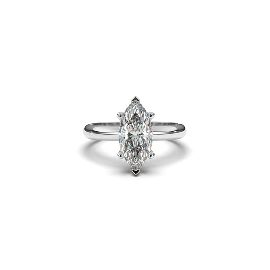 Marquis solitaire ring hidden halo