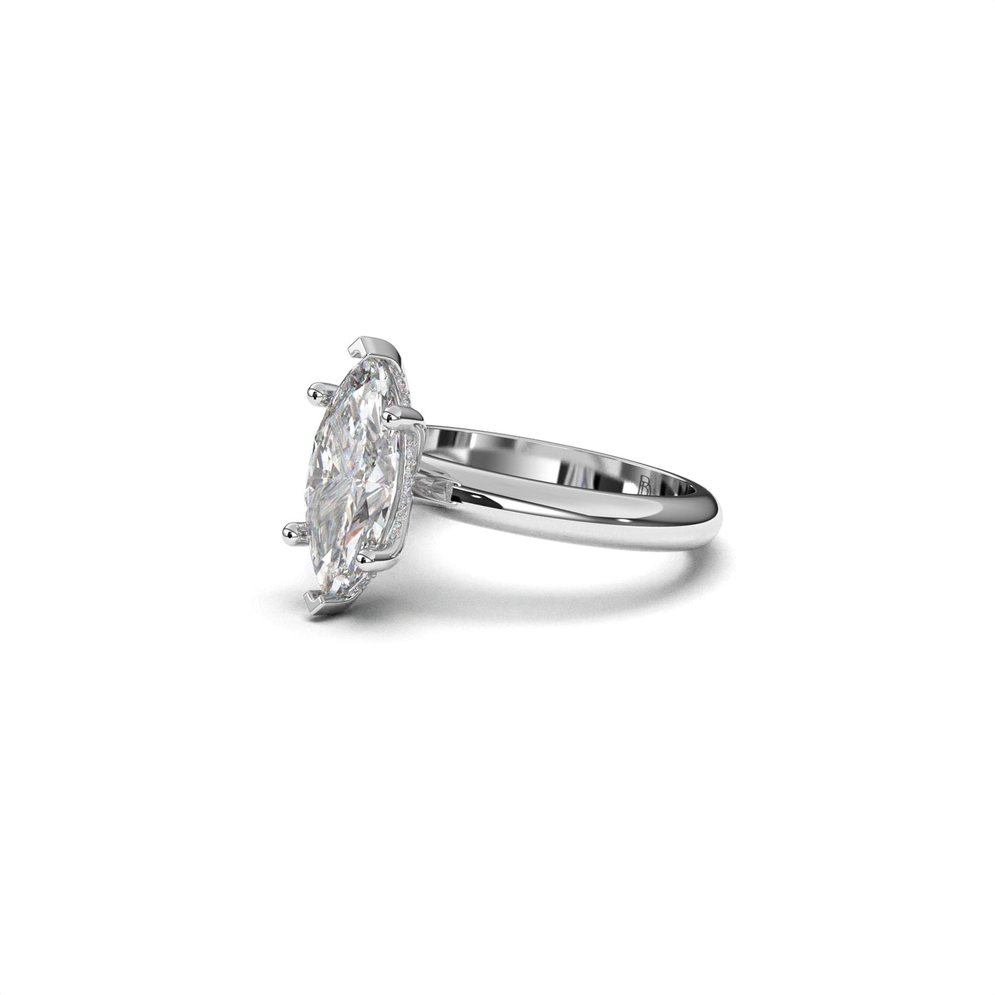 Marquis solitaire ring hidden halo