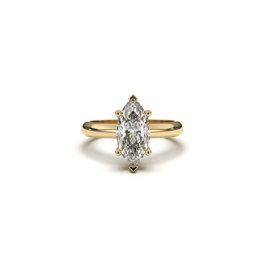 Marquis solitaire ring hidden halo