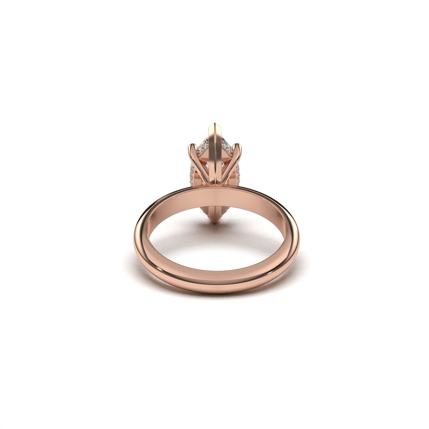 Marquis solitaire ring hidden halo