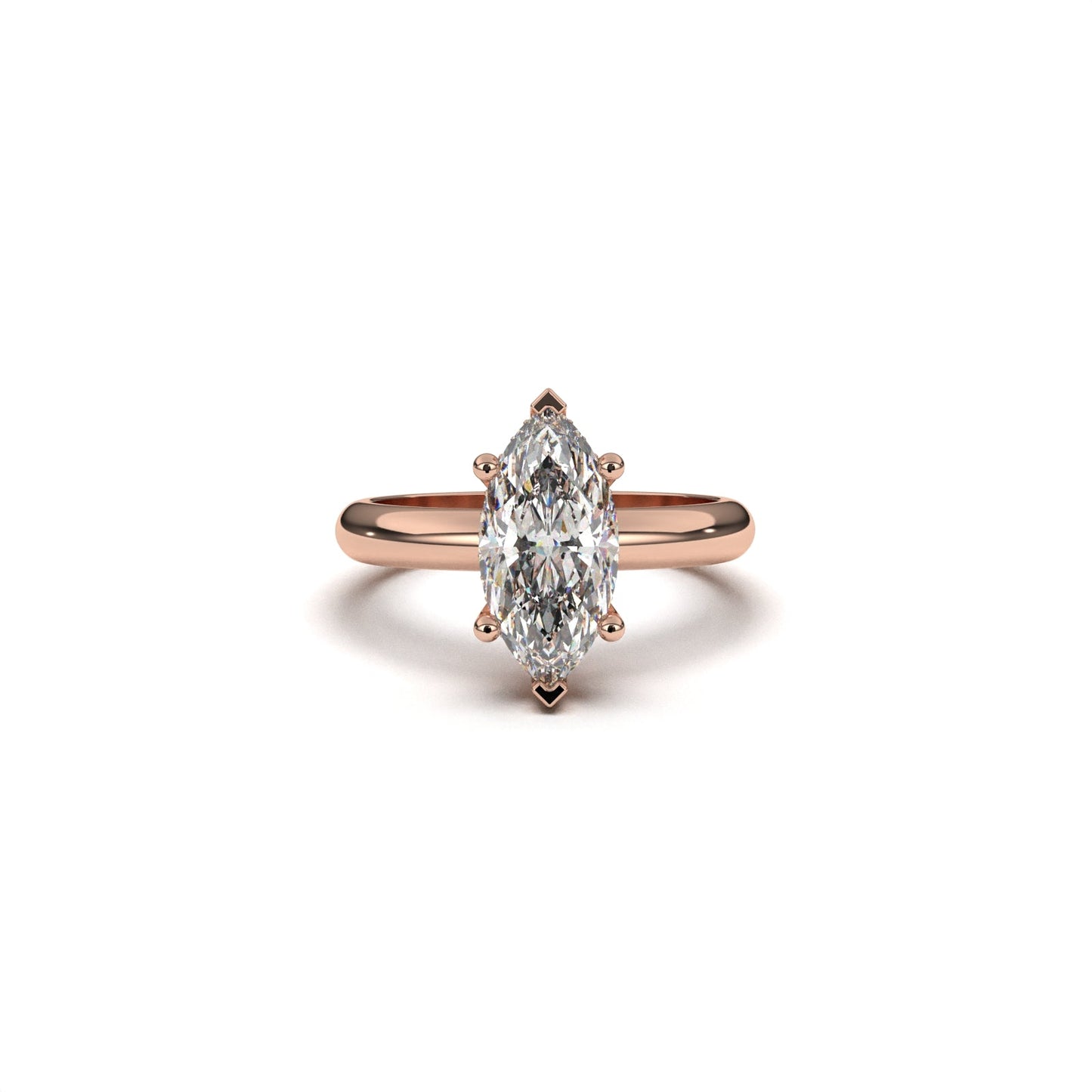Marquis solitaire ring hidden halo