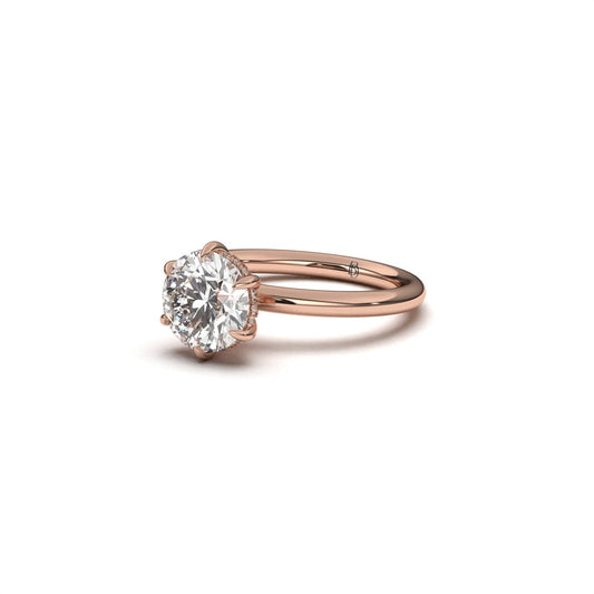 Round solitaire ring hidden halo