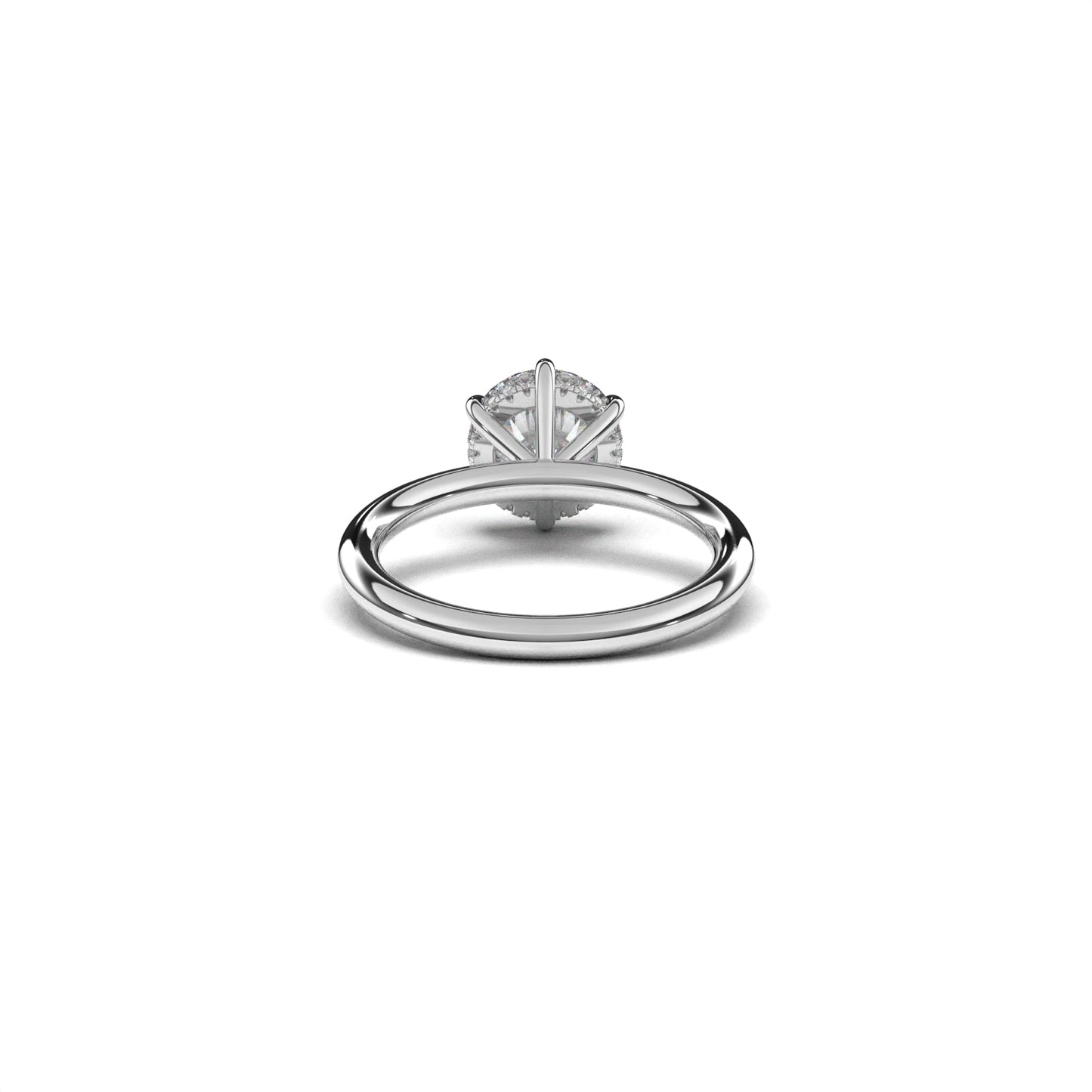 Round solitaire ring hidden halo