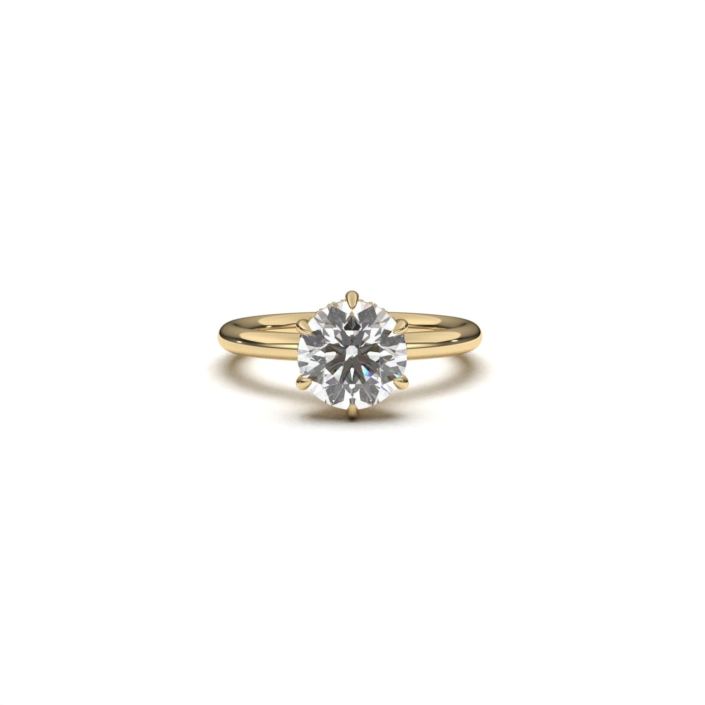 Round solitaire ring hidden halo