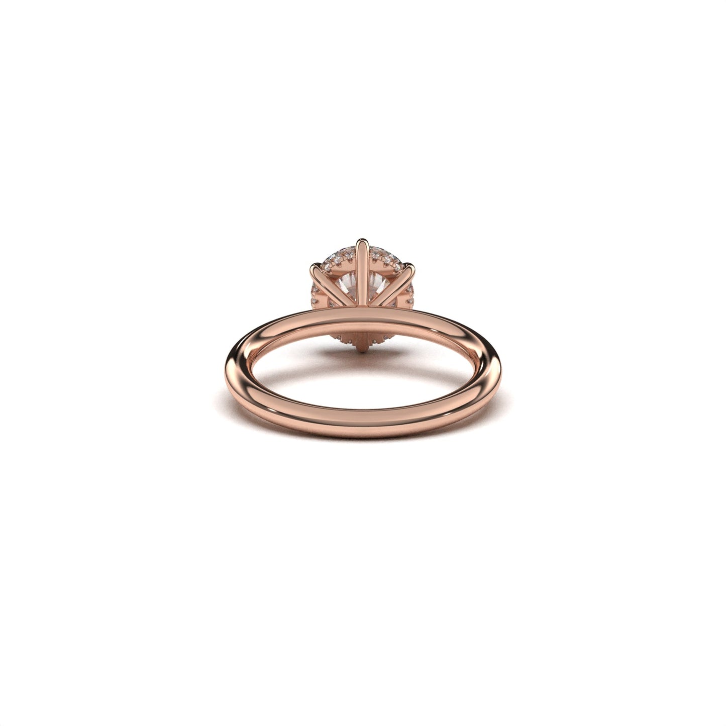 Round solitaire ring hidden halo