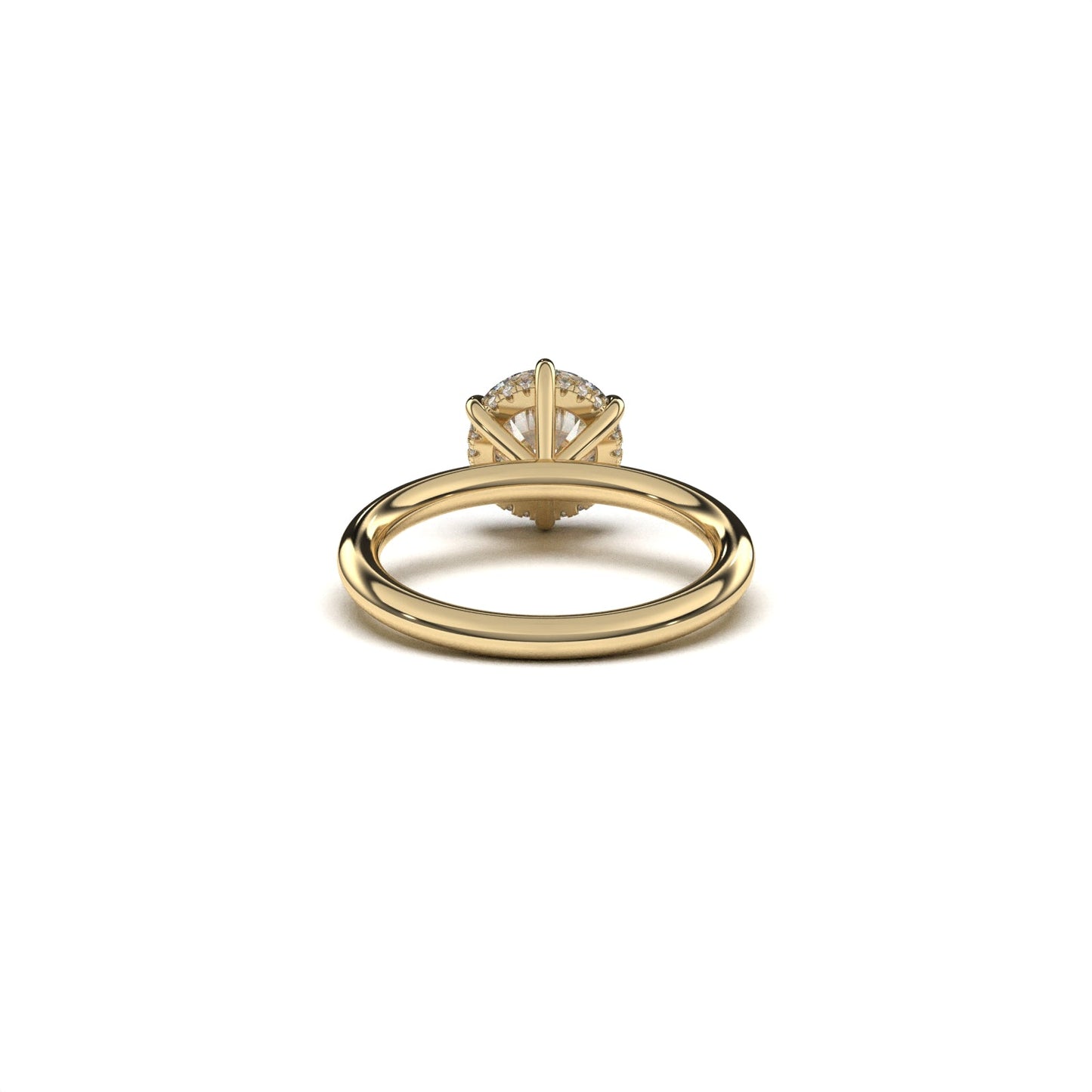 Round solitaire ring hidden halo
