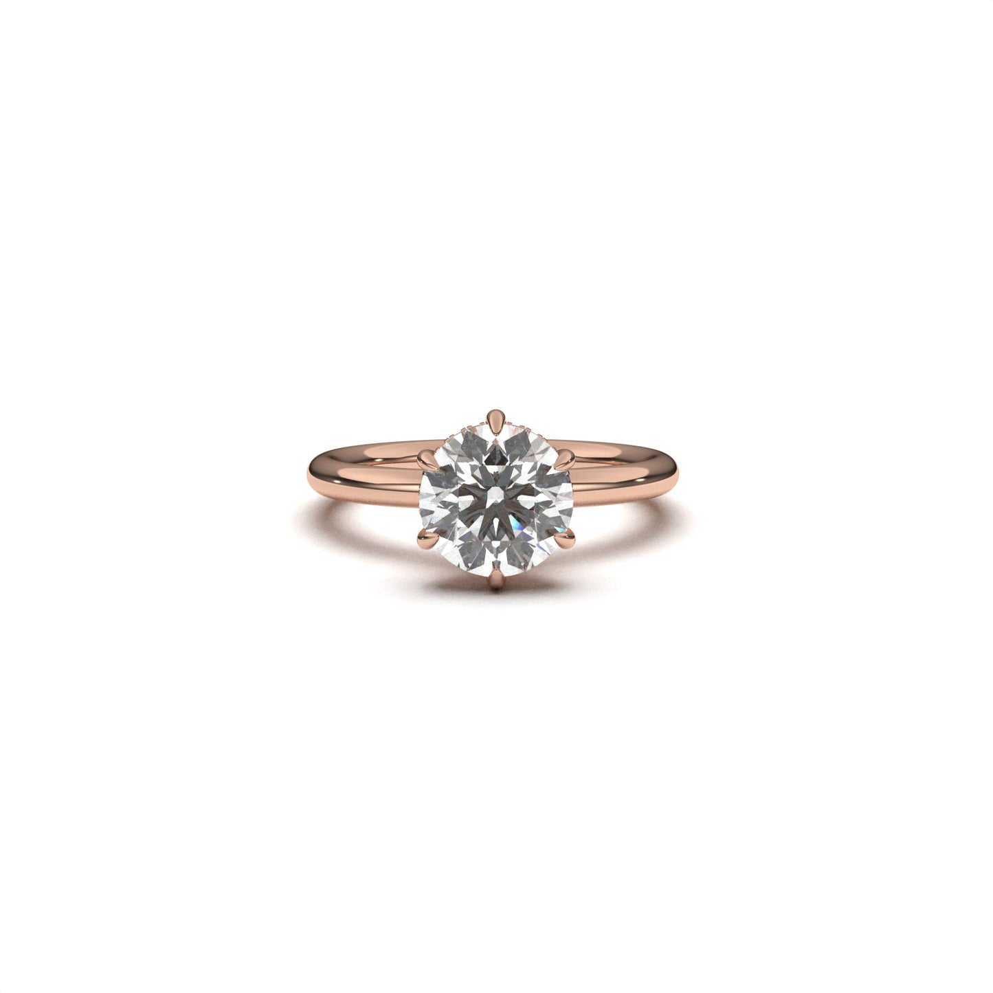 Round solitaire ring hidden halo