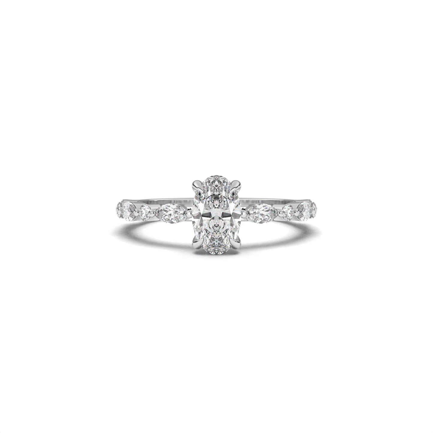 Oval Ring set Marquises& Rounded diamonds