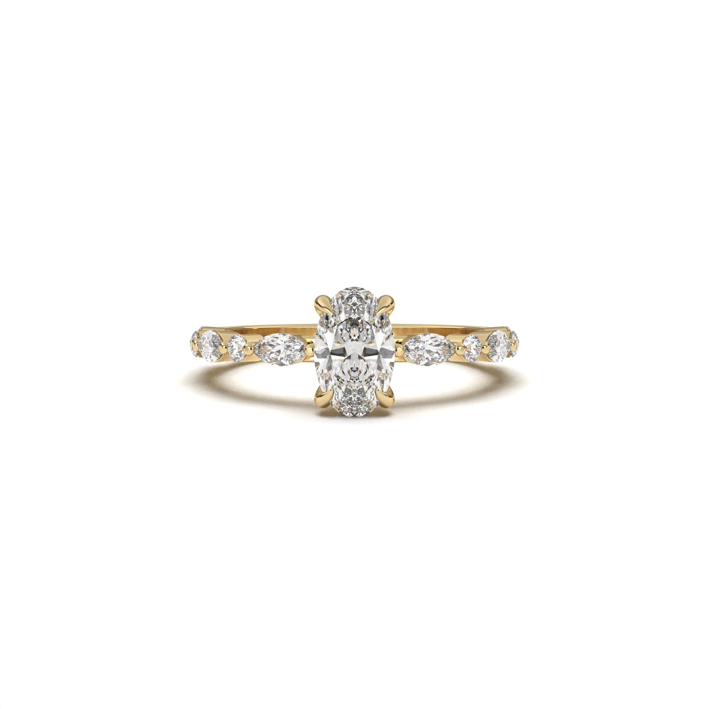 Oval Ring set Marquises& Rounded diamonds