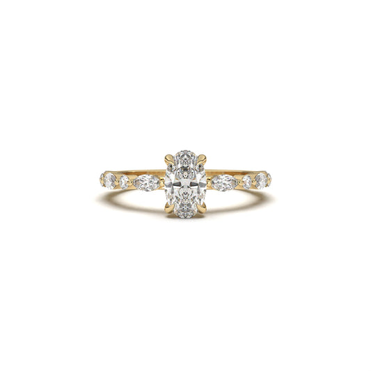Oval Ring set Marquises& Rounded diamonds