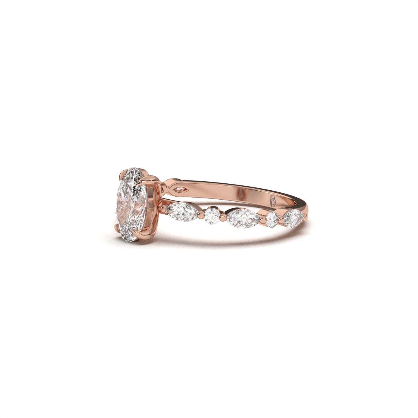 Oval Ring set Marquises& Rounded diamonds